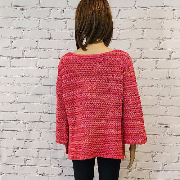 Designer - ST. JOHN Gorgeous 100% cotton pink/red/orange cable knit sweater - Picture 9 of 10